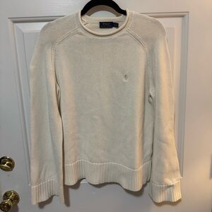 Polo Ralph Lauren Roll Neck Beige Ecru Cotton Sweater Men Size Small